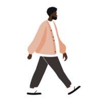AI generated Stylish Black Man Walking , Transparent Background, Loose and Fluid Style png