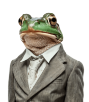 AI generated Anthropomorphic Frog Wearing Suit on Transparent Background png