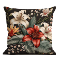 AI generated Accent Pillow with Floral Design, Isolated on White Background png