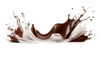 AI generated chocolate liquid splashing on a white background png