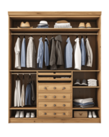 AI generated Open wooden wardrobe isolated on transparent background png