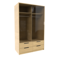 a wooden wardrobe with two doors and drawers png