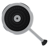 a black and white round pan with a handle on it png