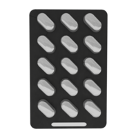 píldora paquete en negro bandeja icono aislado en transparente antecedentes png