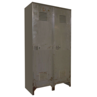 a metal locker with two doors on a transparent background png