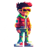 cartoon character  in pixel art style. png