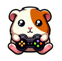 AI generated Cute Pet playing video games png
