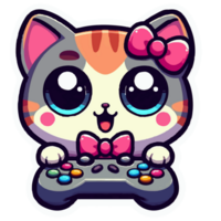 AI generated Cute Pet playing video games png