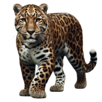 ai generado cauteloso leopardo silueta - sorprendentes actitud en contra transparente fondo png