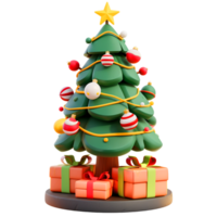 ai gerado fofa desenho animado 3d render Natal decoração árvore png