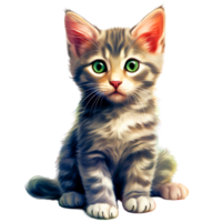 AI generated Cute Kitten with Blue Green Sitting png