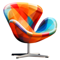 ai gegenereerd hoekig visie van een retro-geïnspireerd modern fauteuil met levendig kleuren png