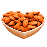 AI generated A heart shape bowl of almonds png