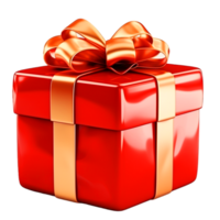 AI generated Gift box with red ribbon png