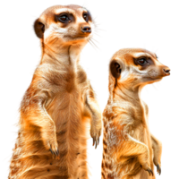 ai genererad en par av frågvis meerkats png