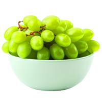 AI generated Bunch of green grapes in a white bowl png