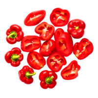 AI generated Chopped red peppers top view png