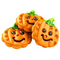 ai généré mignonne Halloween citrouille biscuits avec sourit png