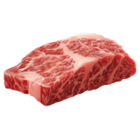 AI generated Piece of beef wagyu meat on white background, perfect for food blogs, restaurant menus, butcher shops, and culinary websites or social media posts. png