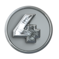 Number 4 Coin with Silver material png