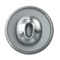 Number 0 Coin with Silver material png