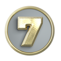 Number 7 Coin with Gold material png