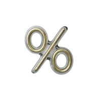 Percent Sign with Gold and Glass material png