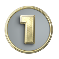 Number 1 Coin with Gold material png