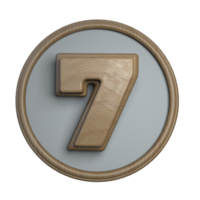 Number 7 Coin with Wooden material png
