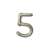 Number 5 with Gold and Glass material png