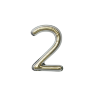 Number 2 with Gold and Glass material png