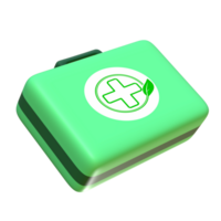 3d green first aid kit isolated icon png