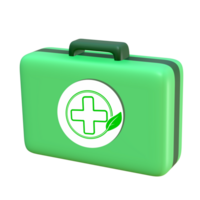 3d green first aid kit isolated icon png