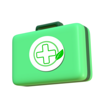 3d green first aid kit isolated icon png