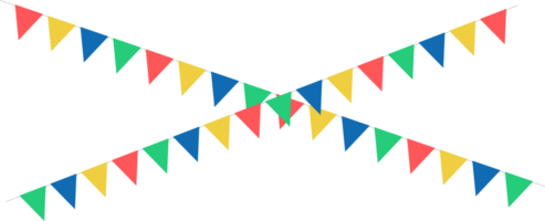 Triangular cross flags, decorative colorful party pennants for birthday celebration, festival decoration. png