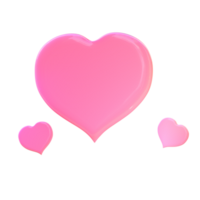 3d love heart shape isolated decorative element icon png