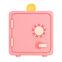 3d cute pink saving money box icon png