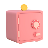 3d cute pink saving money box icon png