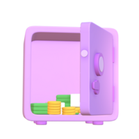 3d linda dinero banco ahorro caja icono png