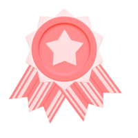 3d cute pink winner medal icon png