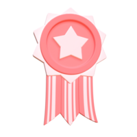 3d cute pink winner medal icon png