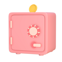 3d cute pink saving money box icon png