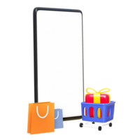 3d smartphone shopping mall icon png