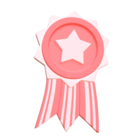 3d cute pink winner medal icon png