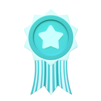 3d Blau Gewinner Star Medaille png