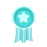 3d Blau Gewinner Star Medaille png