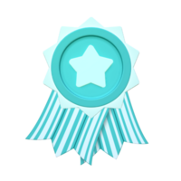 3d Blau Gewinner Star Medaille png