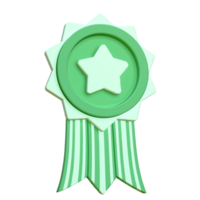 3d cute green winner star badges icon png