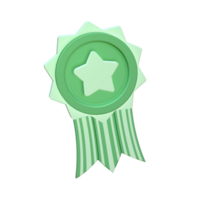 3d cute green winner star badges icon png