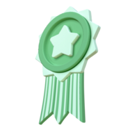 3d söt grön vinnare stjärna märken ikon png